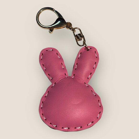 Pink Bunny Keychain Keyring Bag Clip Charm Easter Spring 3 inch - Picture 2 of 2